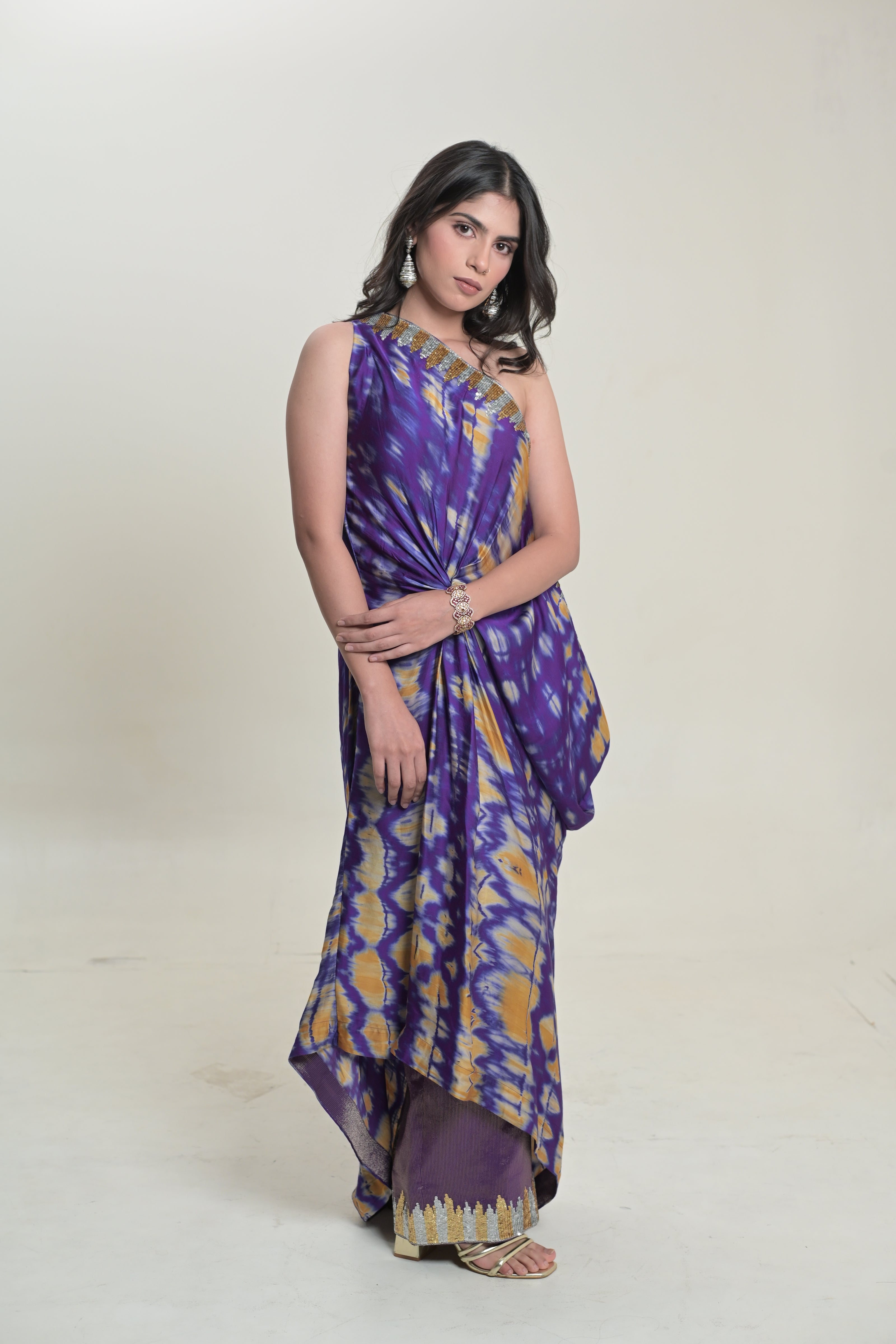 Shibori One Shoulder Set & Tissue Pants