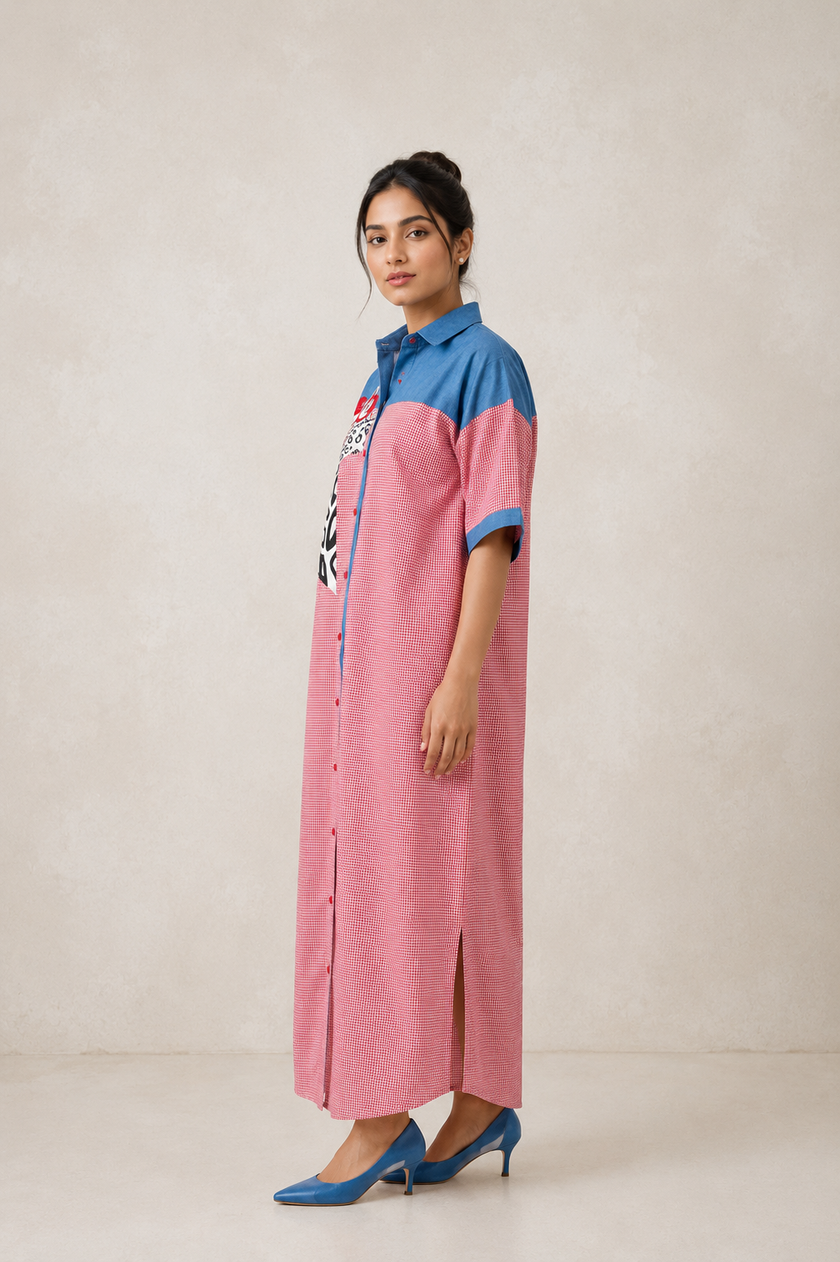 The Block Party Giraffe Shirt Dress