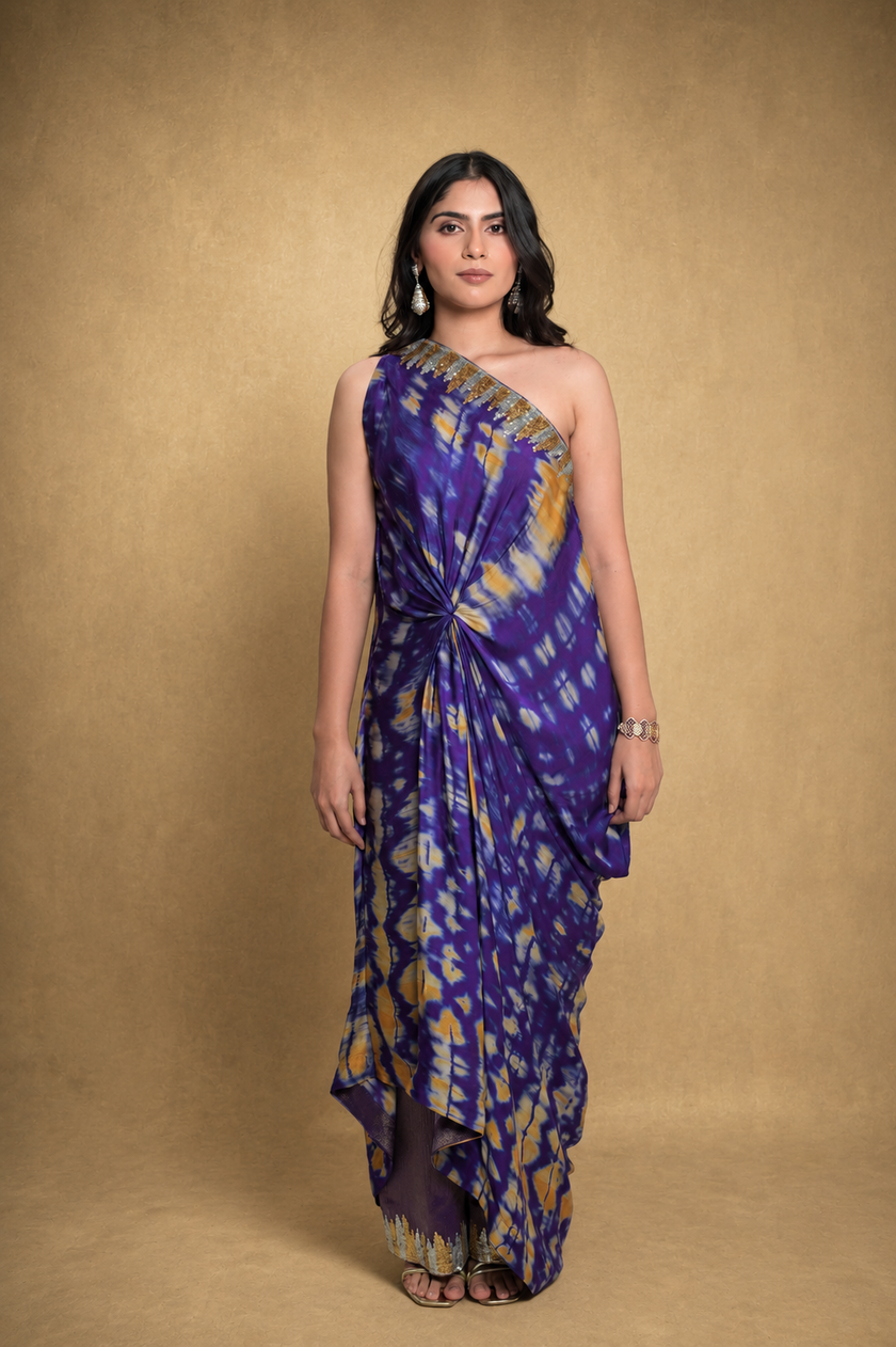 Electric Shibori One Shoulder Set