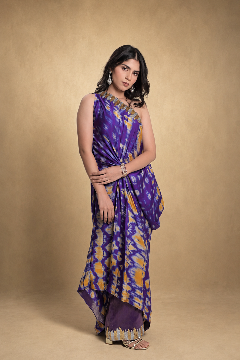 Electric Shibori One Shoulder Set