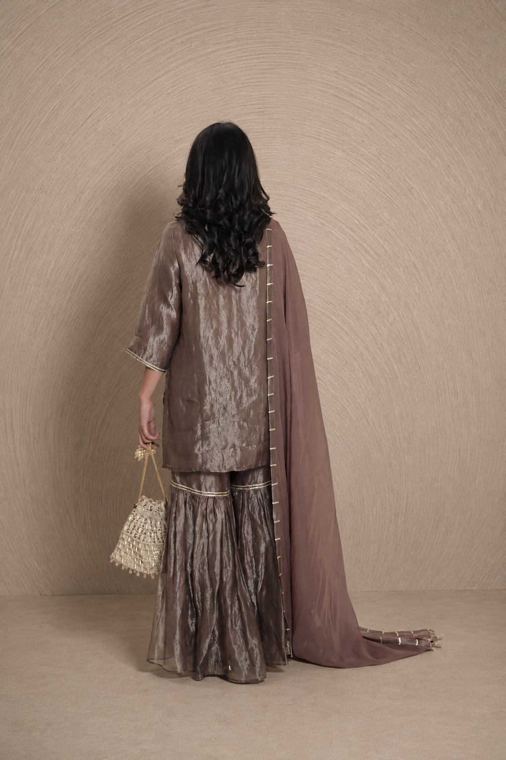 Silver & Mauve Gharara Set