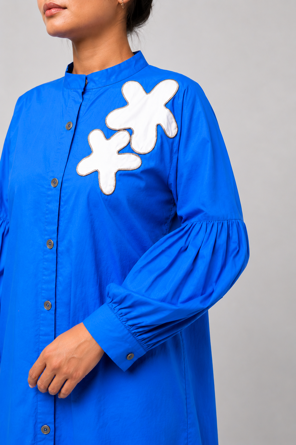 The Patched Cobalt Shirt Dress